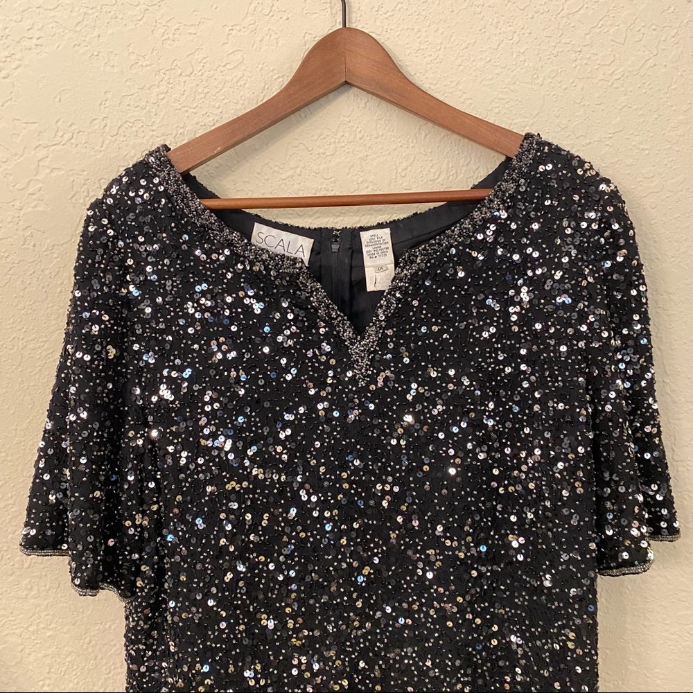 Vintage Scala 100% silk Beaded Blouse